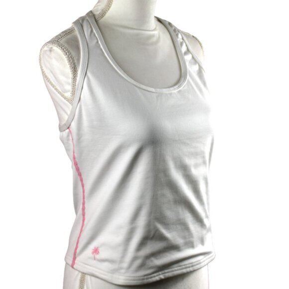 Lilly Pulitzer Court White With Pink Accent Power Tank Size Large (NWT) - Picture 4 of 7
